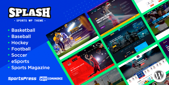 Splash - Sport Club WordPress Theme for Basketball, Football, Hockey Splash - Sport Club WordPress Theme for Basketball, Football, Hockey - Image 1